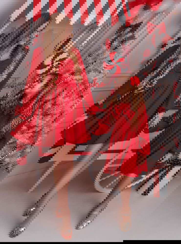 Malinowy zestaw sukienek świątecznych...