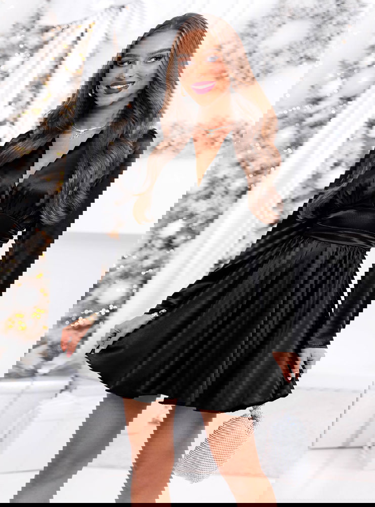 Czarna satynowa sukienka mini Rashele