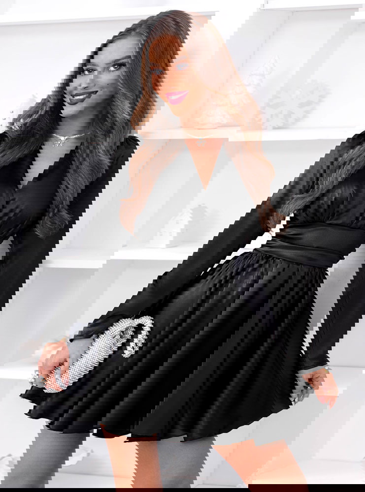 Czarna satynowa sukienka mini Rashele