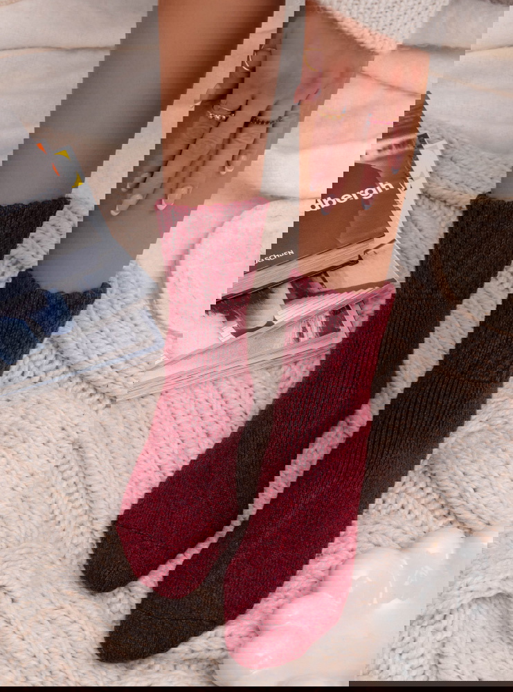 Bordowe grube ocieplane skarpetki Koriee