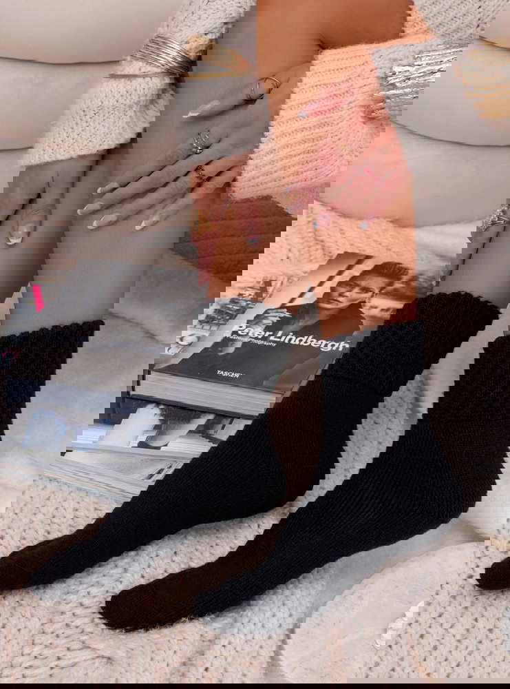 Czarne grube ocieplane skarpetki Koriee