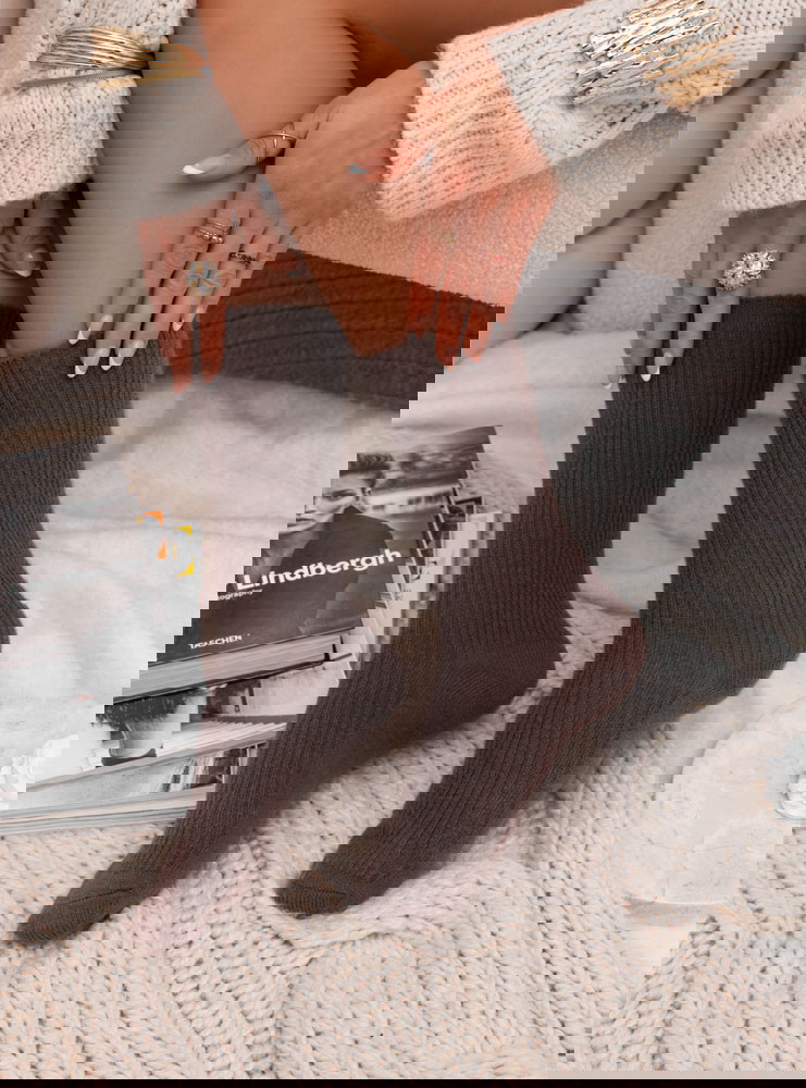 Czekoladowe grube ocieplane skarpetki...