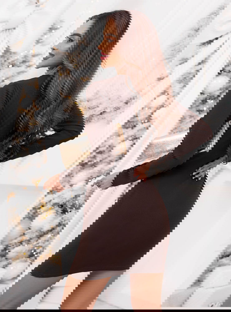 Czekoladowa dopasowana sukienka z...