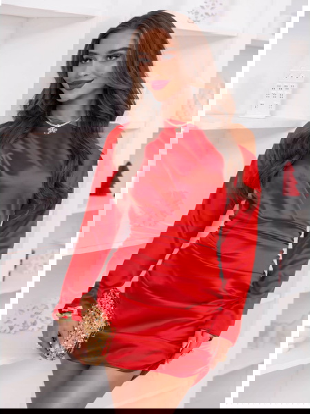 Malinowa sukienka mini z... 2