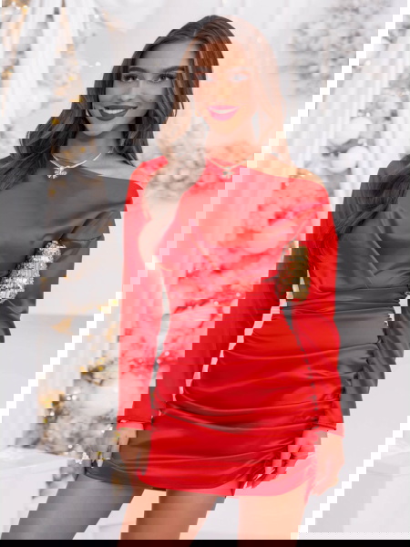 Malinowa sukienka mini z...