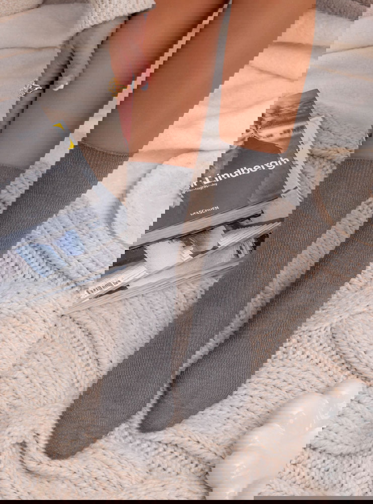 Grafitowe grube ocieplane skarpety...