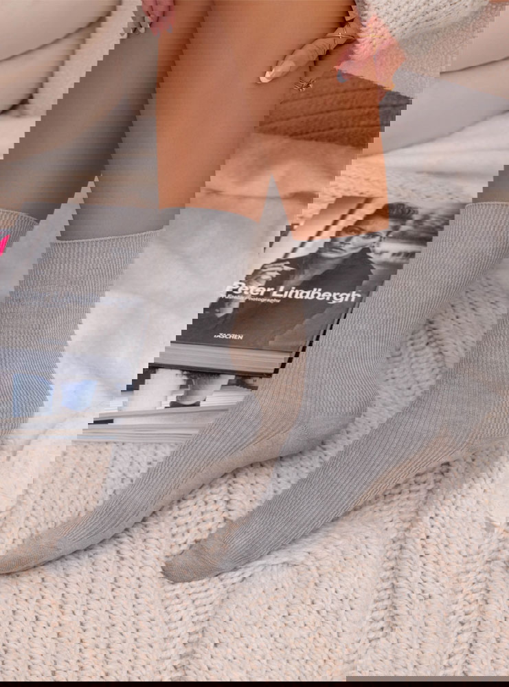 Szare grube ocieplane skarpety Cedella