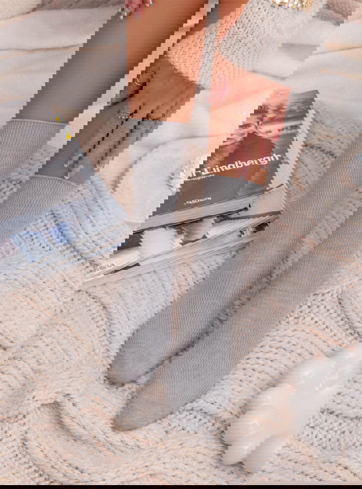 Szare grube ocieplane skarpety Cedella