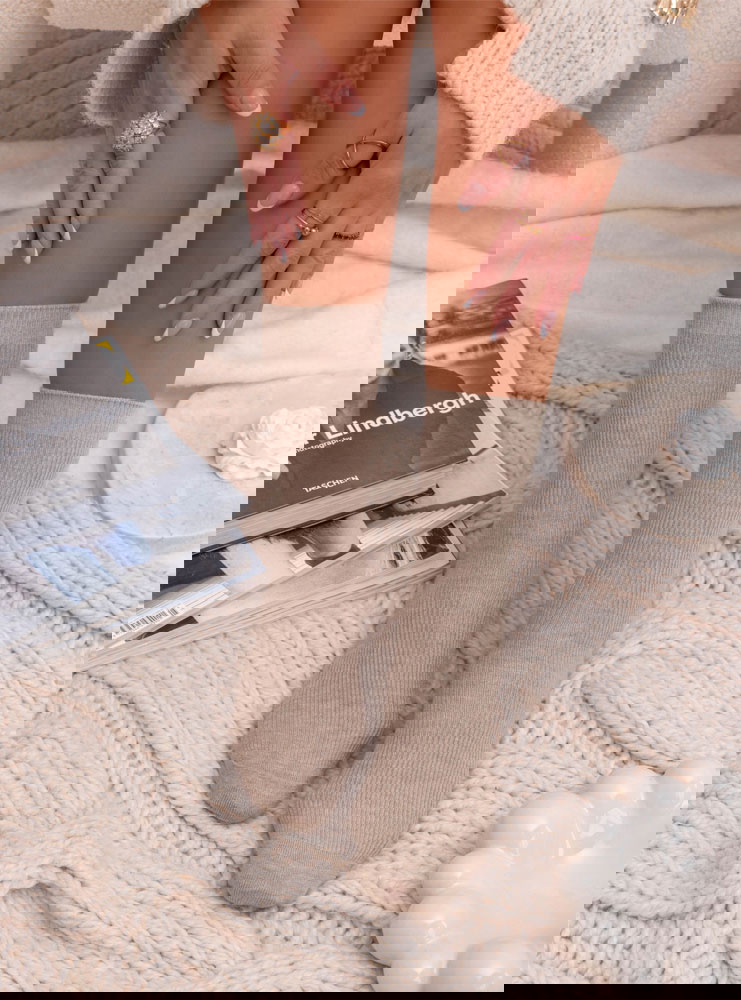 Beżowe grube ocieplane skarpety Cedella