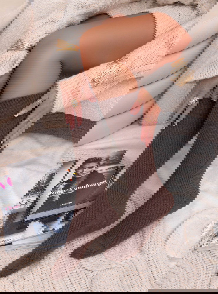 Czekoladowe długie ocieplane skarpety...