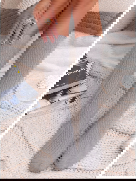 Popielate długie ocieplane...