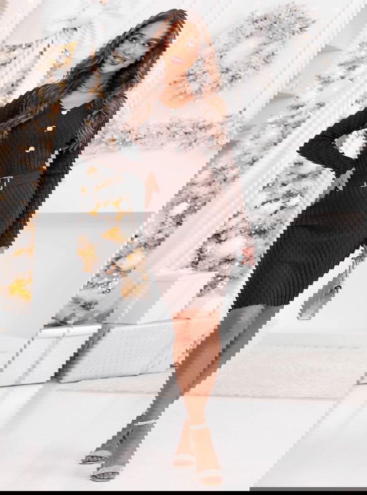 Czekoladowa sweterkowa sukienka z...