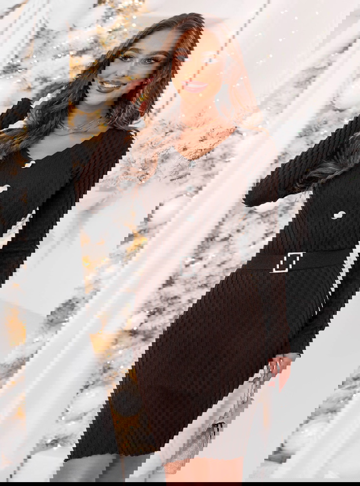 Czekoladowa sweterkowa sukienka z...