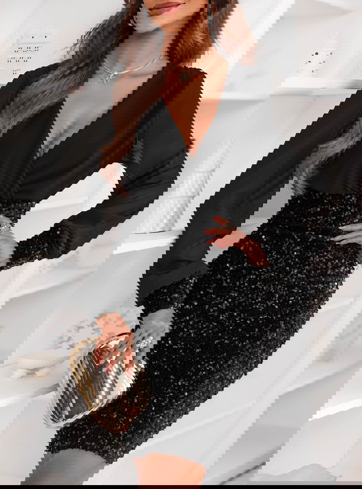 Czarna cekinowa sukienka mini Eimear