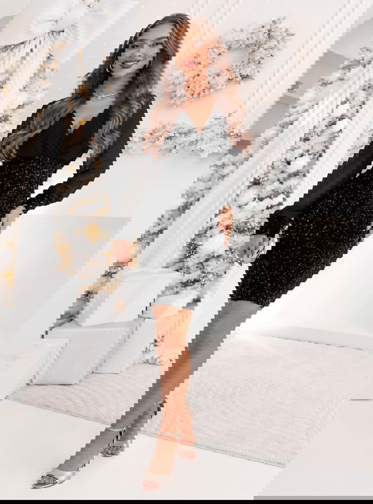 Czarna cekinowa sukienka mini Eimear