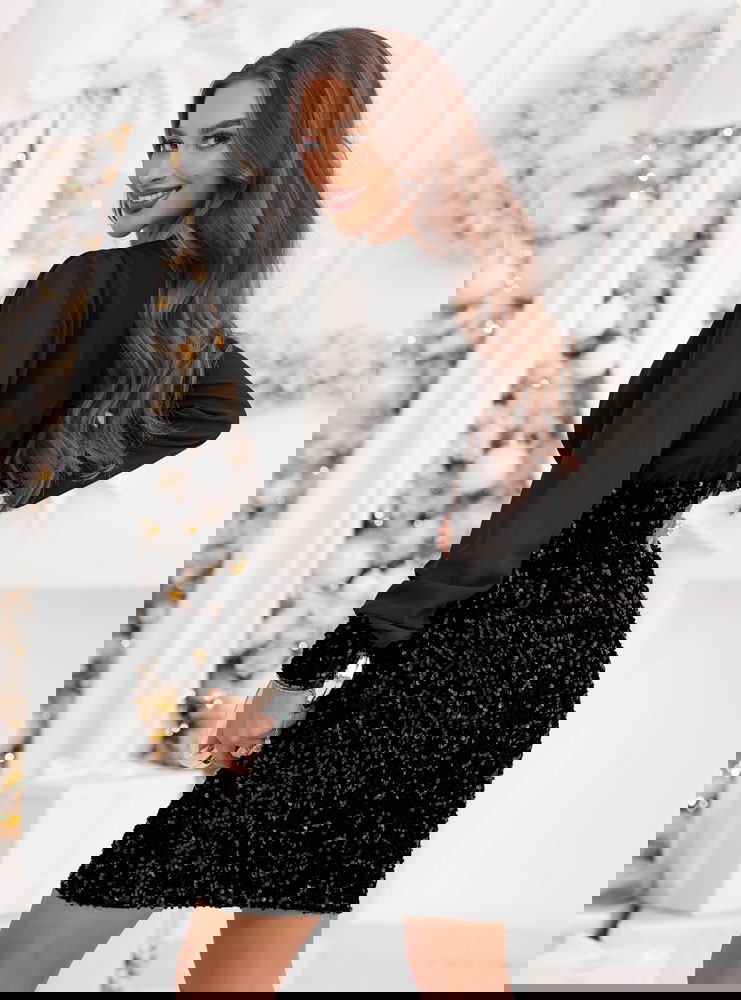 Czarna cekinowa sukienka mini Eimear