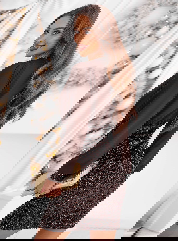 Czekoladowa cekinowa sukienka mini...