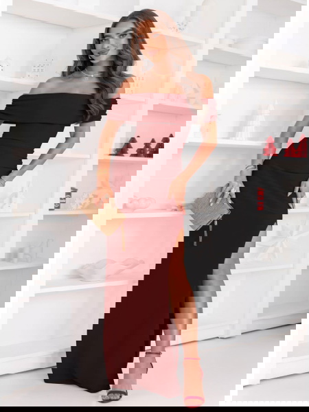 Bordowa długa dopasowana...