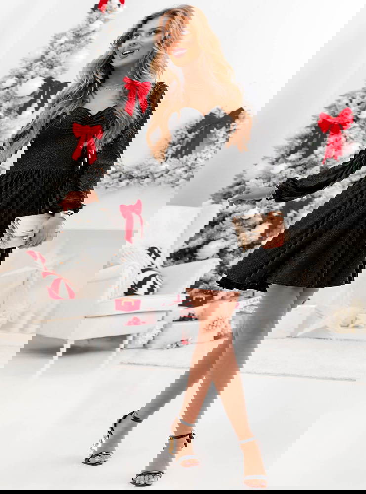 Czarna brokatowa sukienka z...