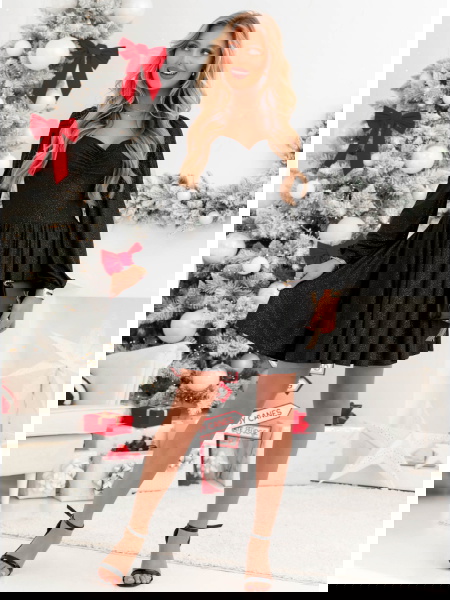 Czarna brokatowa sukienka z... 2