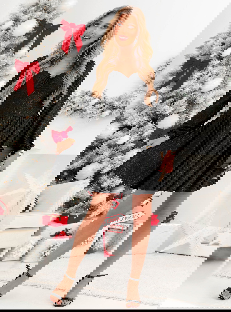 Czarna brokatowa sukienka z...