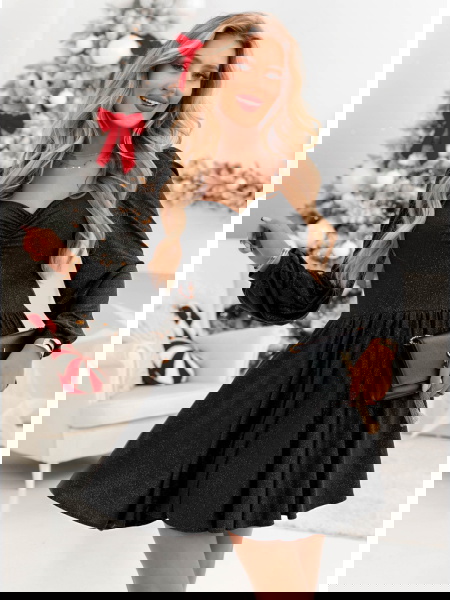 Czarna brokatowa sukienka z...