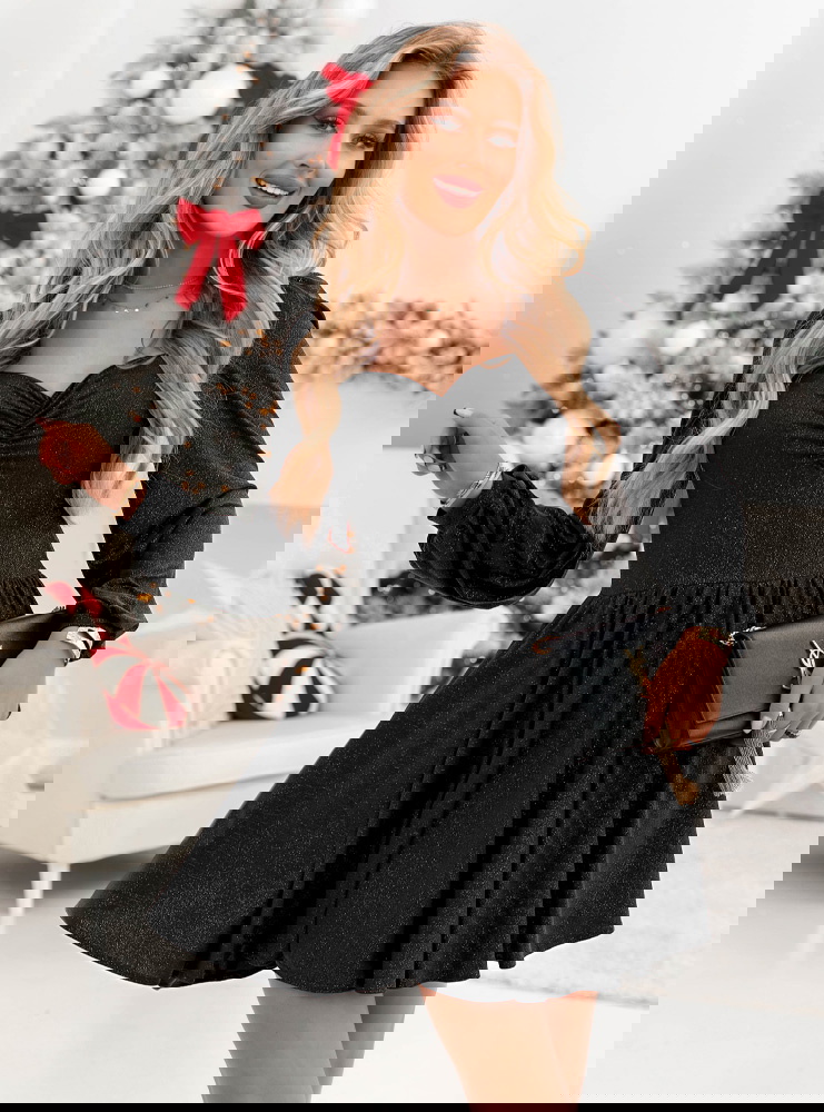 Czarna brokatowa sukienka z...