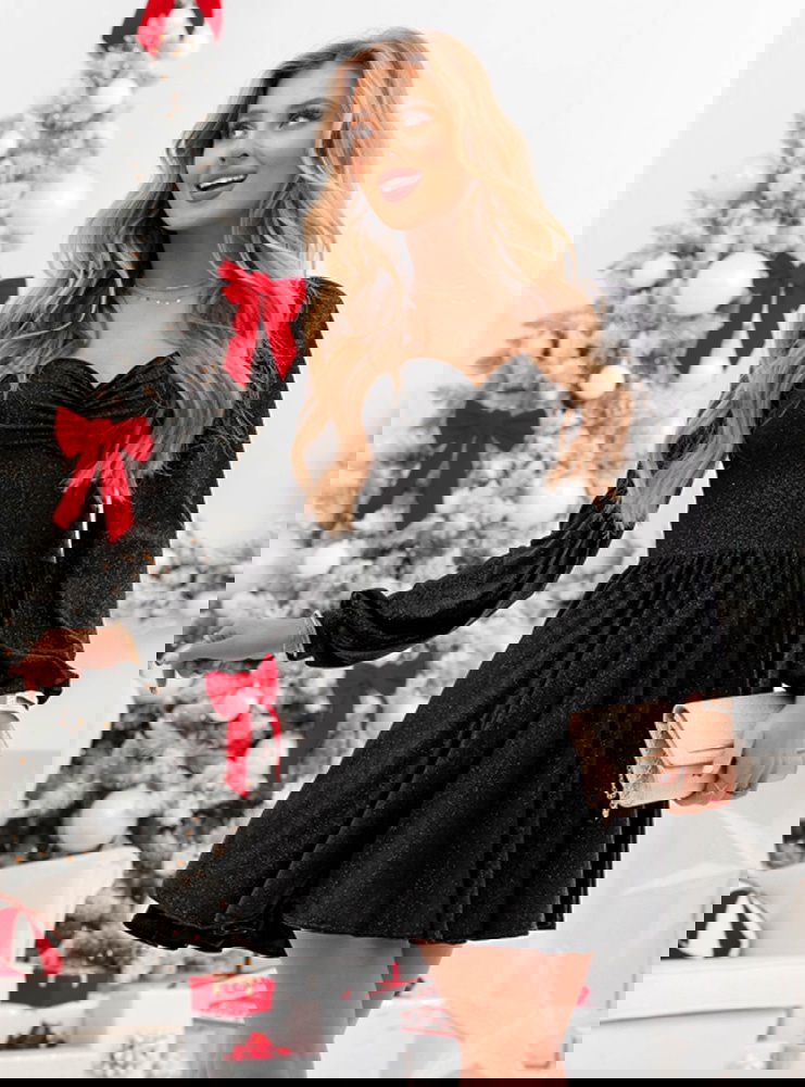 Czarna brokatowa sukienka z...