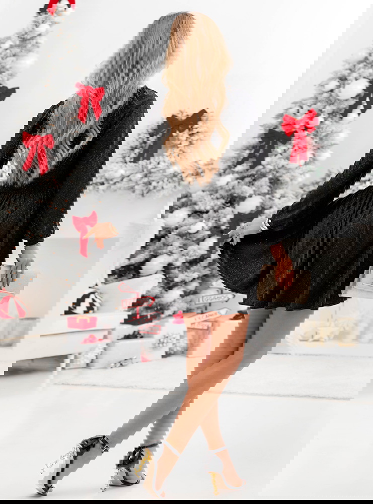 Czarna brokatowa sukienka z...