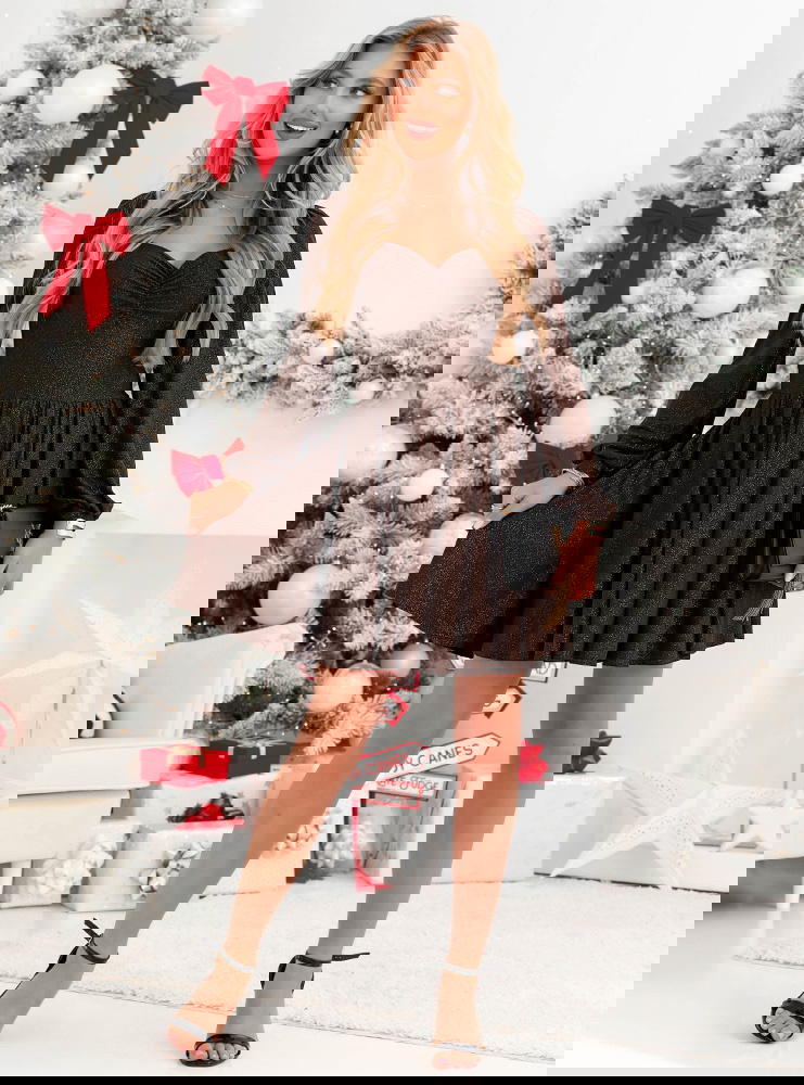 Czekoladowa brokatowa sukienka z...