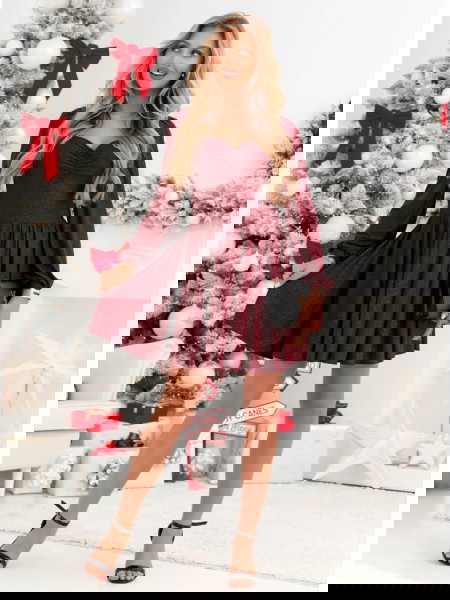 Bordowa brokatowa sukienka... 2