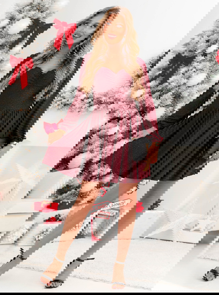 Bordowa brokatowa sukienka z...