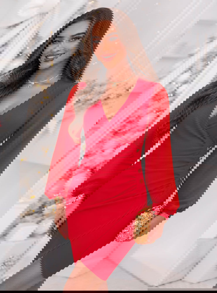 Malinowa sukienka z tiulowymi...