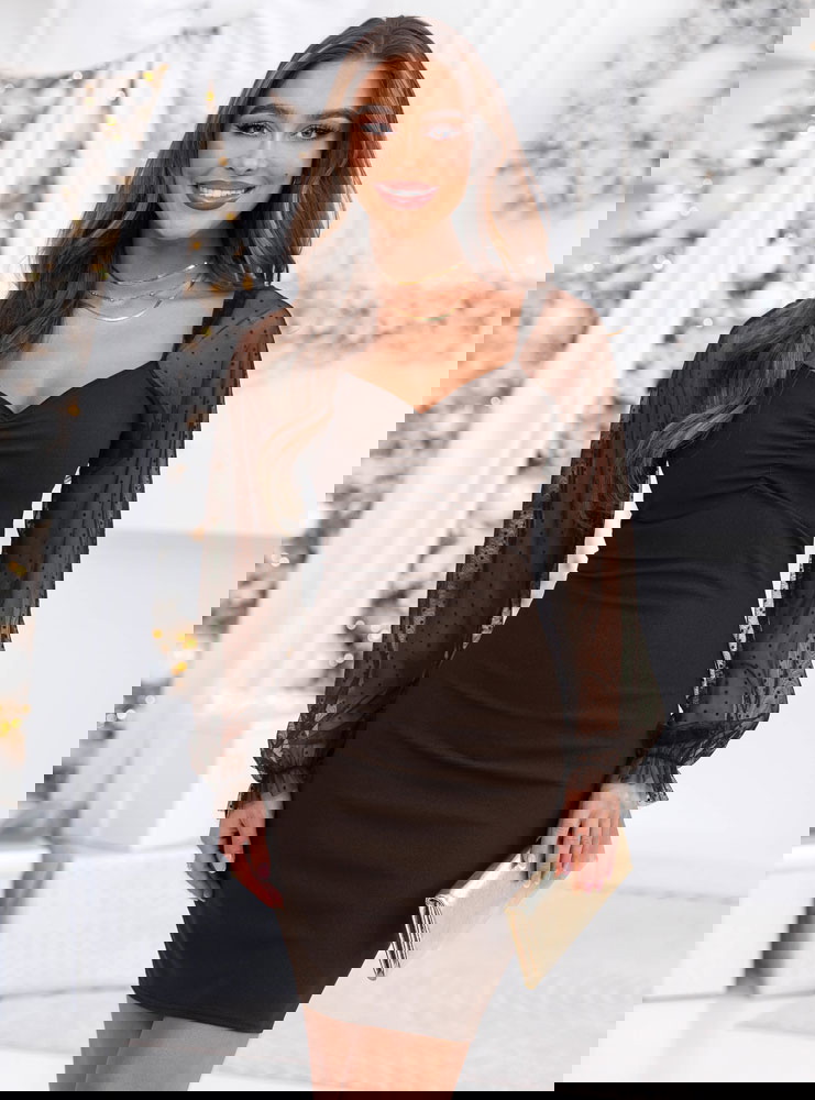 Czekoladowa dopasowana sukienka z...