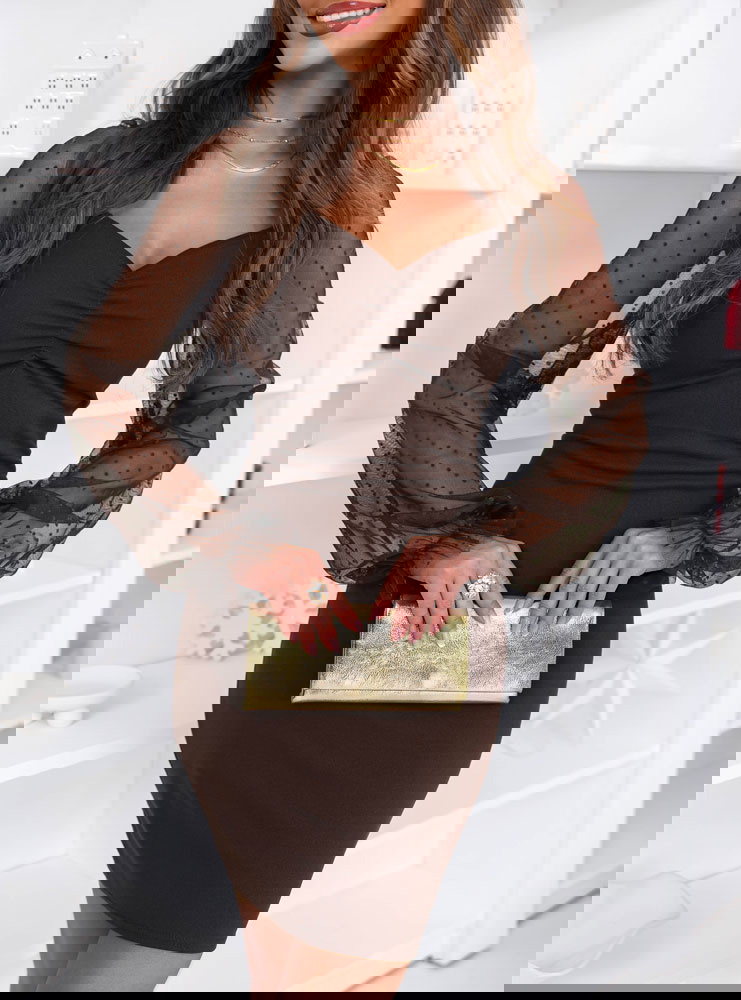 Czekoladowa dopasowana sukienka z...