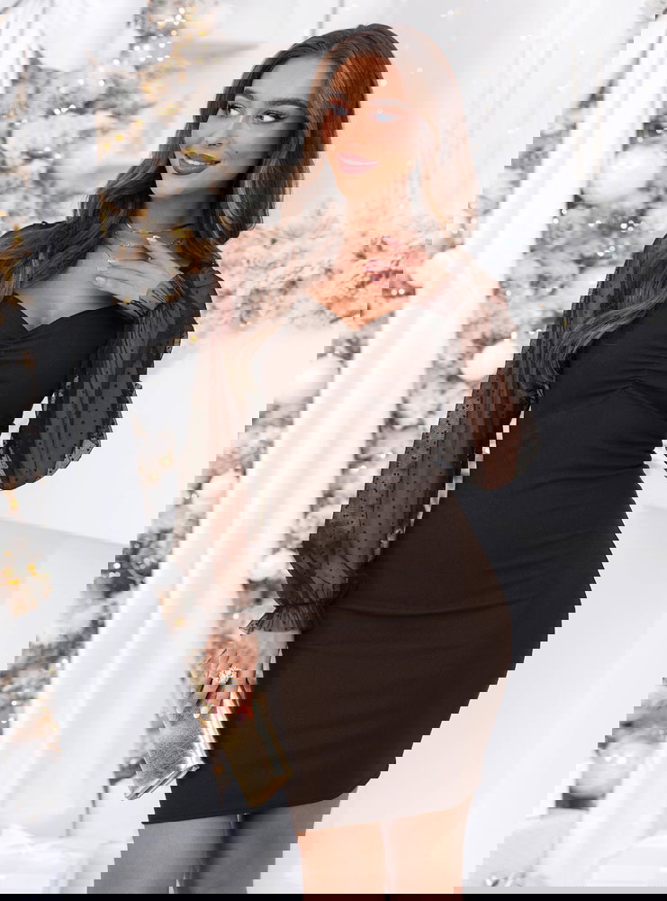 Czekoladowa dopasowana sukienka z...