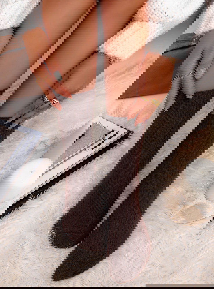 Czekoladowe damskie skarpetki z...