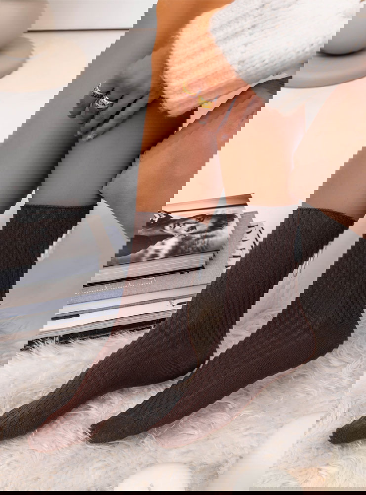 Czekoladowe damskie skarpetki z...