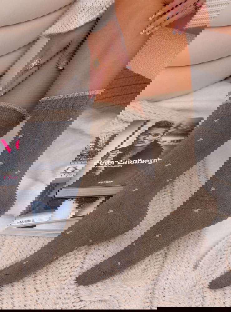 Skarpetki w kropki Brighamena - mocha...