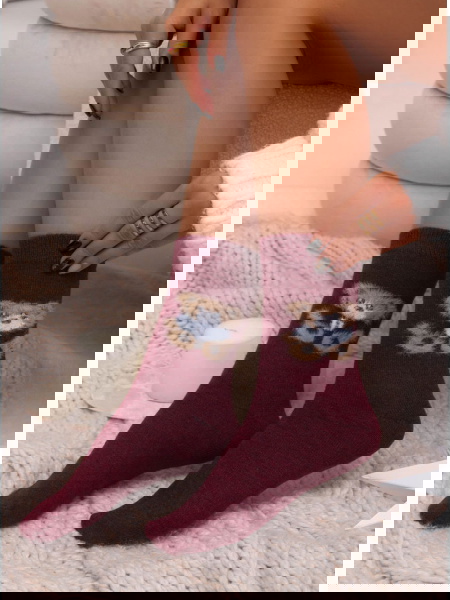 Bordowe damskie skarpetki z...