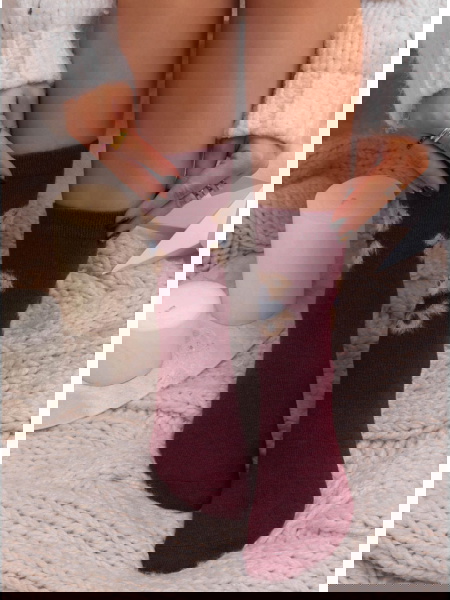 Bordowe damskie skarpetki z... 2