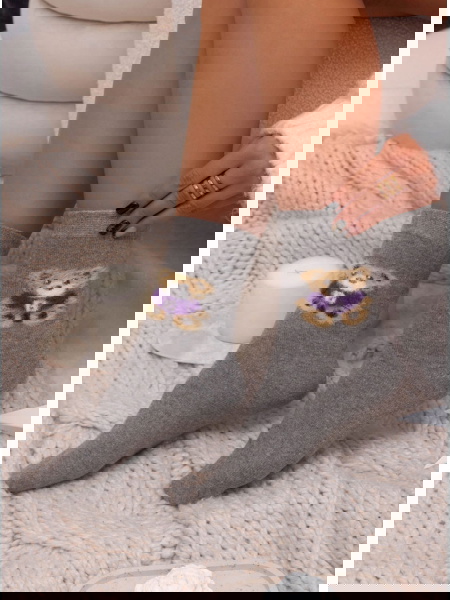 Szare damskie skarpetki z...