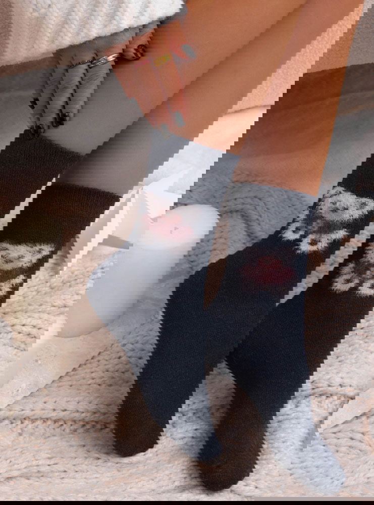 Granatowe damskie skarpetki z...