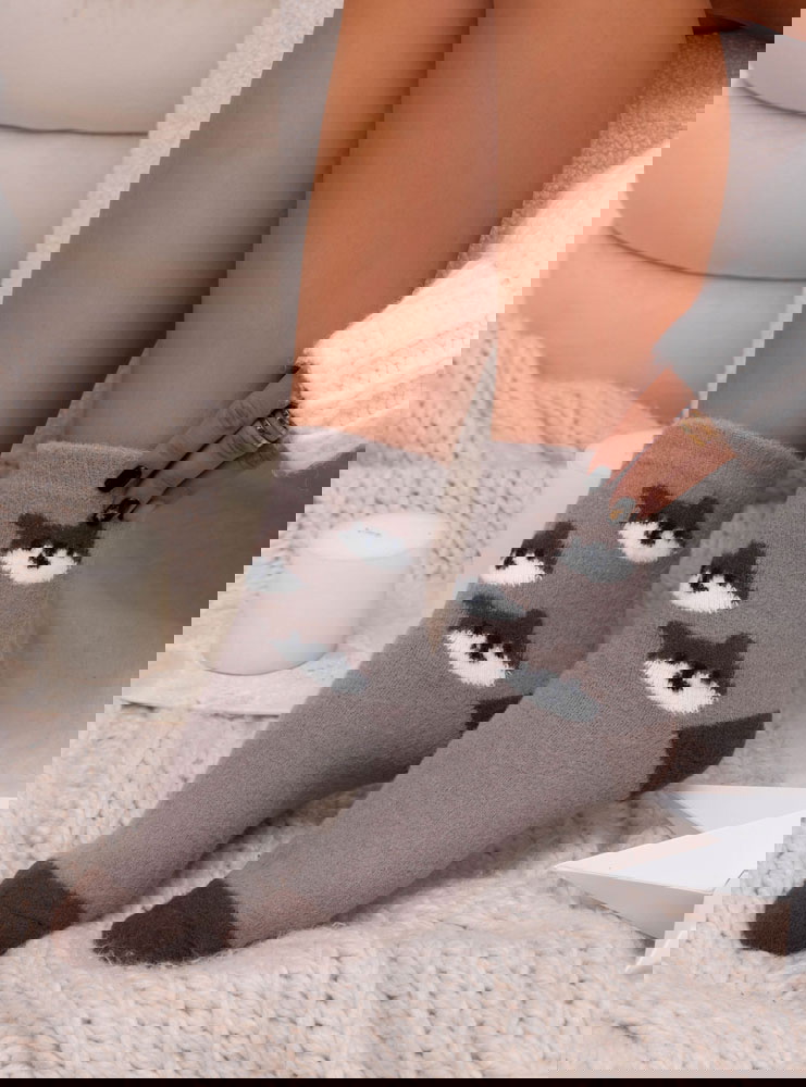 Szare miękkie przytulne skarpetki z...