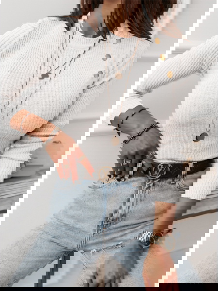 Biały dopasowany sweter z... 2