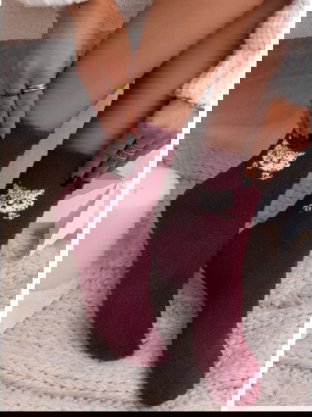 Bordowe damskie skarpetki z... 2