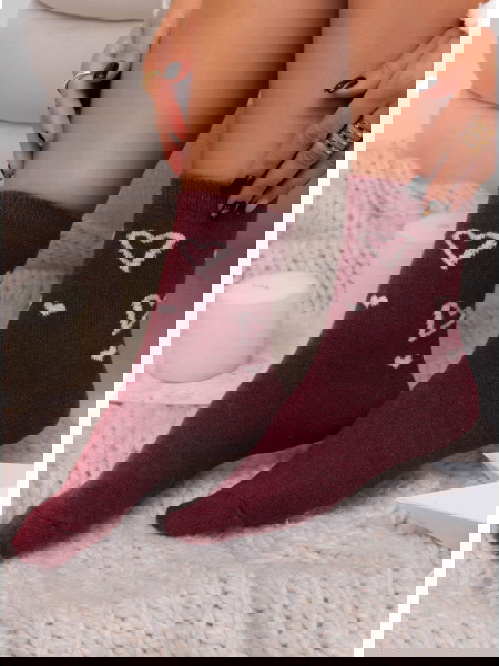 Bordowe skarpetki w...