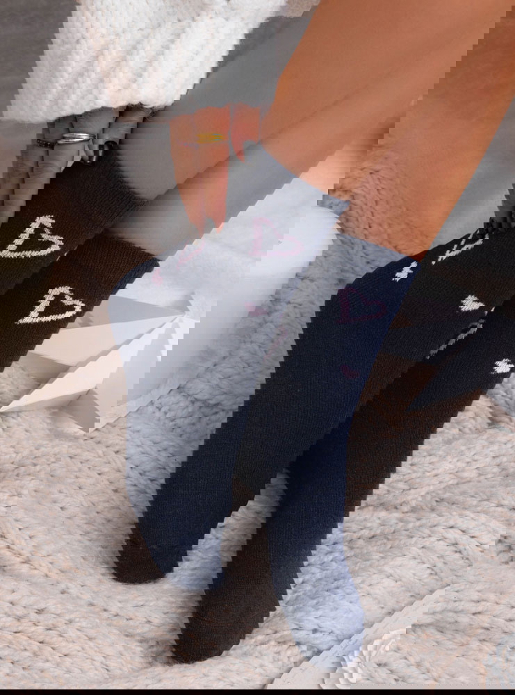 Granatowe skarpetki w serduszka Rubyee