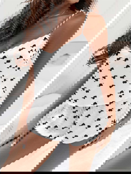 Biała satynowa piżama w... 2