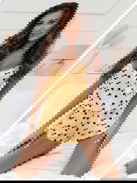 Złota satynowa piżama w... 2